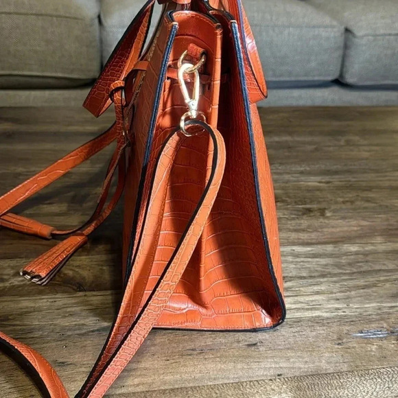 💥PERSAMAN New York Croc Embossed Style Handbag Adjustable Satchel Sienna Purse - Picture 4 of 15